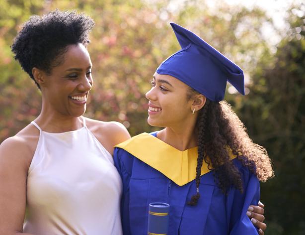 Mother and daughter celebrating graduation.